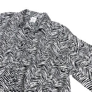 Westbound Beach Zebra‎ Print Oversized Short Sleeve Button Coverup Women Medium